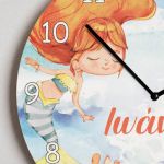 Παιδικό Ρολόι Τοίχου Ξύλινο για Κορίτσι με Σχέδιο Βυθός