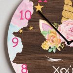 Παιδικό Ρολόι Τοίχου Ξύλινο για Αγόρι με Σχέδιο Τριαντάφυλλα