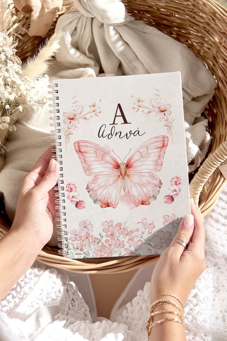 Τετράδιο Σπιράλ Α4 με Θέματα, Όνομα & Τίτλο, Flower Butterfly