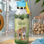 Παιδικό Παγούρι Θερμός με Όνομα & Καλαμάκι, Tiger King