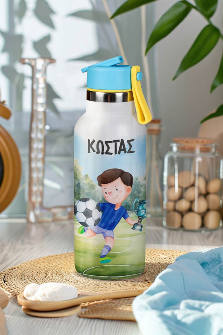 Παιδικό Παγούρι Θερμός με Όνομα & Καλαμάκι, World Champion