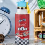 Παιδικό Παγούρι Θερμός με Όνομα & Καλαμάκι, Racing Car