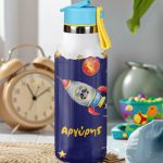 Παιδικό Παγούρι Θερμός με Όνομα & Καλαμάκι, Astro Animals