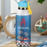 Παιδικό Παγούρι Θερμός με Όνομα & Καλαμάκι, Race Car