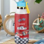 Παιδικό Παγούρι Θερμός με Όνομα & Καλαμάκι, Racing Car