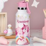 Παιδικό Παγούρι Θερμός με Όνομα & Καλαμάκι, Rainbow Unicorn