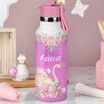 Παιδικό Παγούρι Θερμός με Όνομα & Καλαμάκι, Sweet Swan