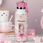 Παιδικό Παγούρι Θερμός με Όνομα & Καλαμάκι, Pink Fairy