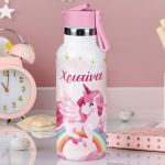 Παιδικό Παγούρι Θερμός με Όνομα & Καλαμάκι, Rainbow Unicorn