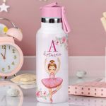 Παιδικό Παγούρι Θερμός με Όνομα & Καλαμάκι, Blossom Ballarina