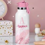 Παιδικό Παγούρι Θερμός με Όνομα & Καλαμάκι, Girly Marble