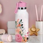 Παιδικό Παγούρι Θερμός με Όνομα & Καλαμάκι, Floral Bucket