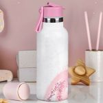 Παιδικό Παγούρι Θερμός με Όνομα & Καλαμάκι, Girly Marble