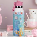 Παιδικό Παγούρι Θερμός με Όνομα & Καλαμάκι, Red Hair Mermaid