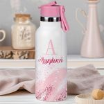 Παιδικό Παγούρι Θερμός με Όνομα & Καλαμάκι, Girly Marble