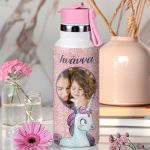Παιδικό Παγούρι Θερμός με Όνομα & Καλαμάκι, Glitter Unicorn