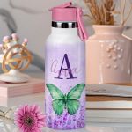 Παιδικό Παγούρι Θερμός με Όνομα & Καλαμάκι, Cute Butterfly