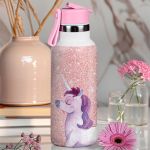 Παιδικό Παγούρι Θερμός με Όνομα & Καλαμάκι, Glitter Unicorn