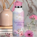 Παιδικό Παγούρι Θερμός με Όνομα & Καλαμάκι, Purple Butterfly