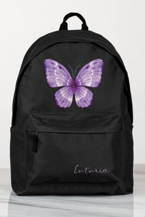 Σχολική Τσάντα Δημοτικού, Μαύρο Χρώμα, Purple Butterfly