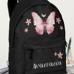 Σχολική Τσάντα Δημοτικού, Μαύρο Χρώμα, Pink Butterfly