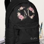Σχολική Τσάντα Δημοτικού, Μαύρο Χρώμα, Pink Floral