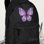 Σχολική Τσάντα Δημοτικού, Μαύρο Χρώμα, Purple Butterfly