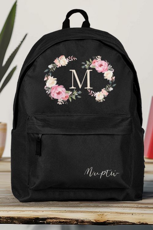 Σχολική Τσάντα Δημοτικού, Μαύρο Χρώμα, Pink Floral