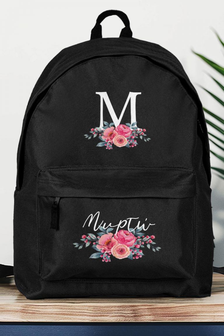 Σχολική Τσάντα Δημοτικού, Μαύρο Χρώμα, Pink Garden
