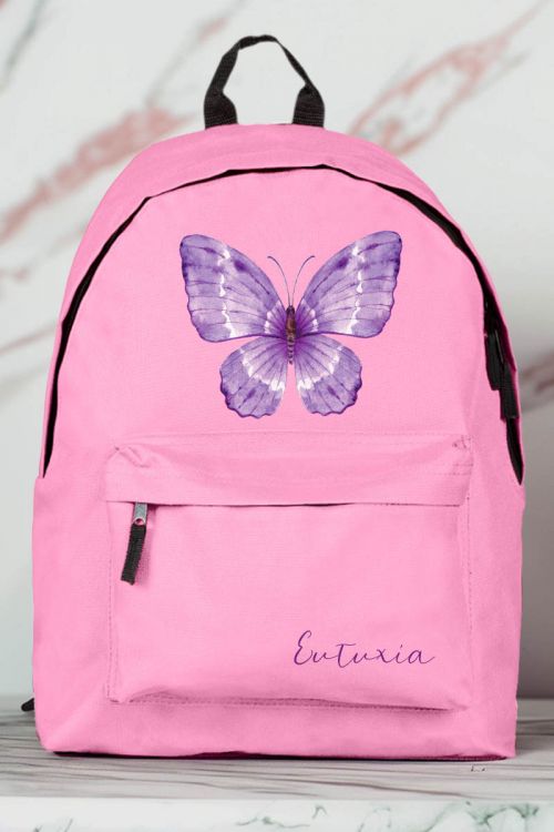Σχολική Τσάντα Δημοτικού, Ροζ Χρώμα, Purple Butterfly