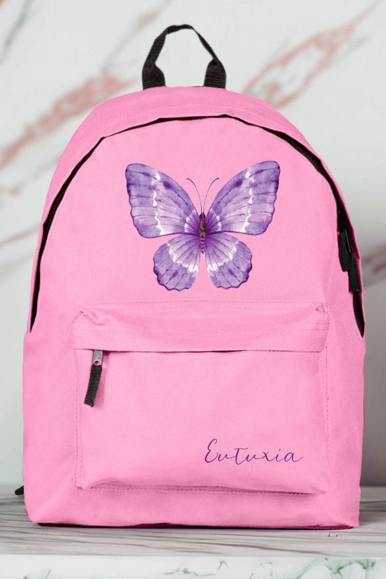 Σχολική Τσάντα Δημοτικού, Ροζ Χρώμα, Purple Butterfly