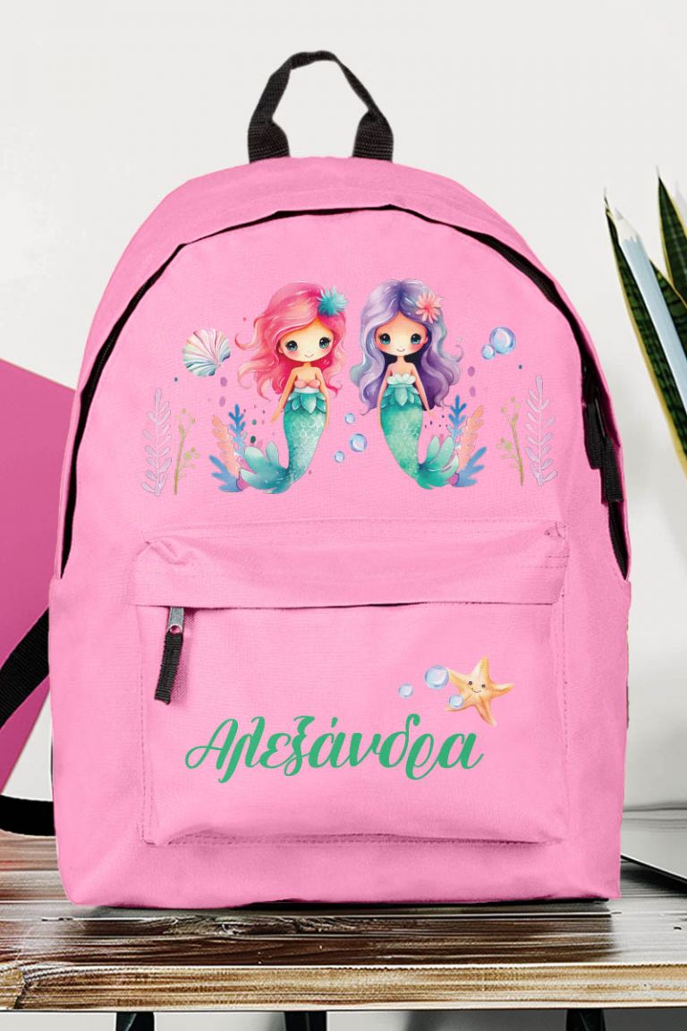 Σχολική Τσάντα Δημοτικού, Ροζ Χρώμα, Mermaid Friends