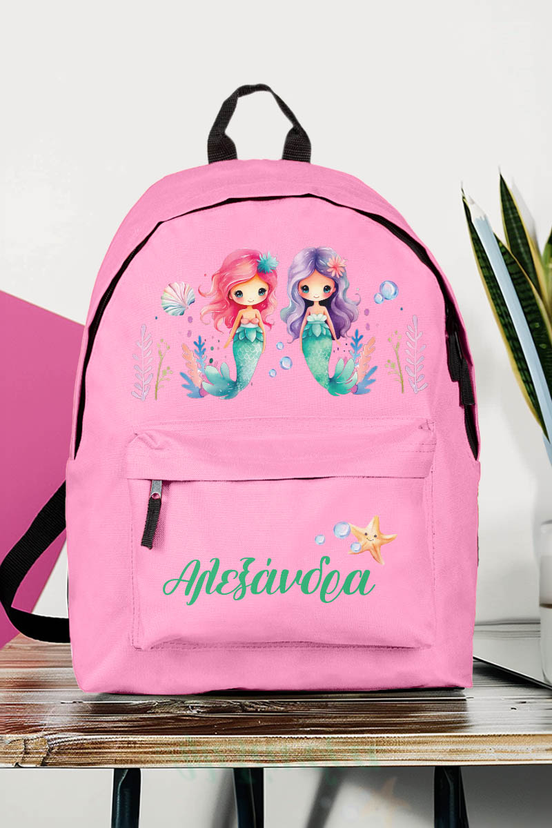 Σχολική Τσάντα Δημοτικού, Ροζ Χρώμα, Mermaid Friends