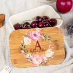 Παιδικό Δοχείο Φαγητού με το Όνομα του Παιδιού, Floral Mono