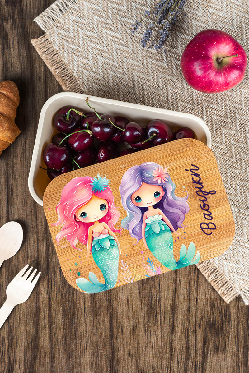 Παιδικό Δοχείο Φαγητού με το Όνομα του Παιδιού, Mermaid Friends