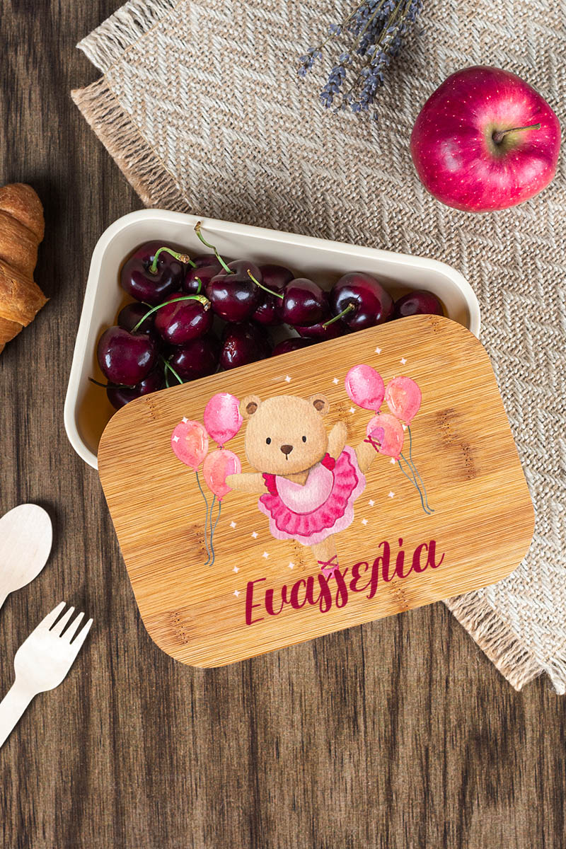 Παιδικό Δοχείο Φαγητού με το Όνομα του Παιδιού, Balloons