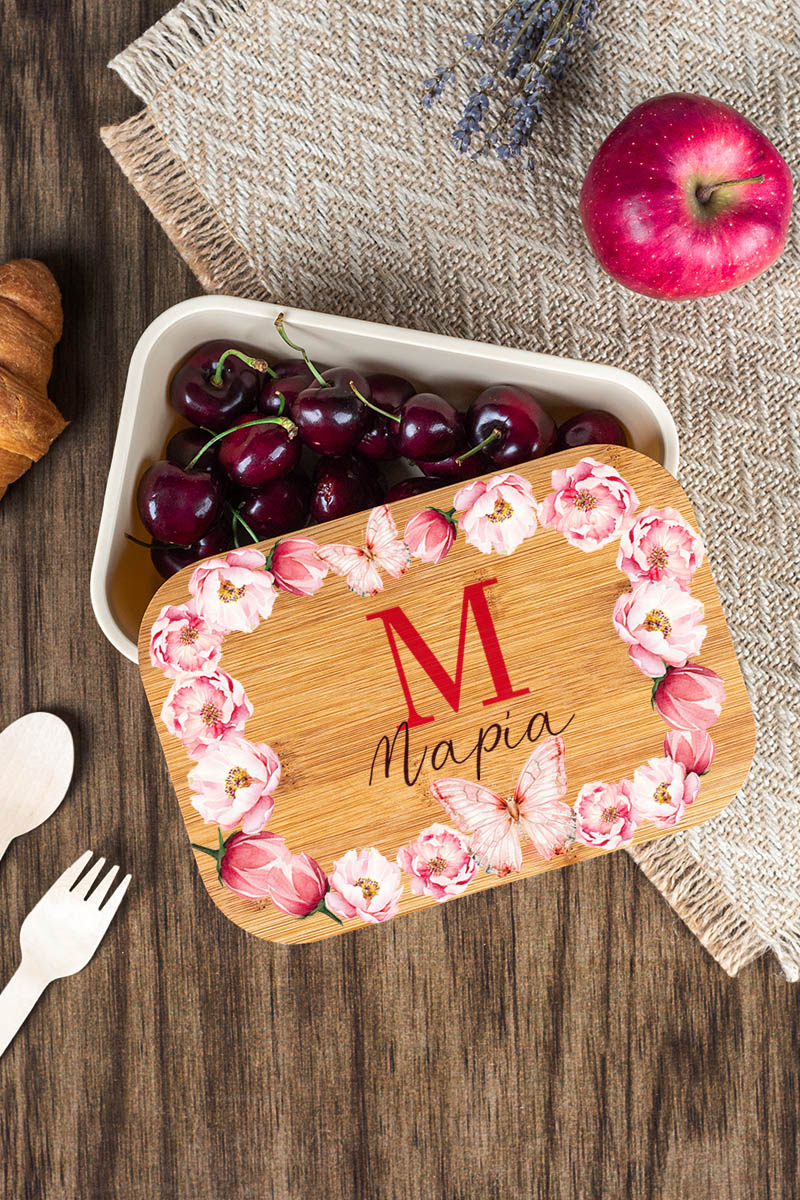 Παιδικό Δοχείο Φαγητού με το Όνομα του Παιδιού, Spring Blossom