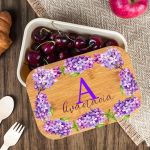 Παιδικό Δοχείο Φαγητού με το Όνομα του Παιδιού, Violet Flowers