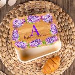 Παιδικό Δοχείο Φαγητού με το Όνομα του Παιδιού, Violet Flowers