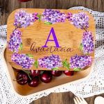 Παιδικό Δοχείο Φαγητού με το Όνομα του Παιδιού, Violet Flowers