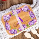 Παιδικό Δοχείο Φαγητού με το Όνομα του Παιδιού, Violet Flowers