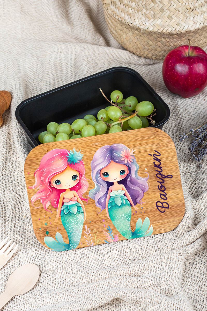 Παιδικό Δοχείο Φαγητού με το Όνομα του Παιδιού, Mermaid Friends