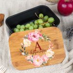 Παιδικό Δοχείο Φαγητού με το Όνομα του Παιδιού, Floral Mono