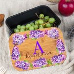 Παιδικό Δοχείο Φαγητού με το Όνομα του Παιδιού, Violet Flowers