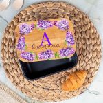 Παιδικό Δοχείο Φαγητού με το Όνομα του Παιδιού, Violet Flowers