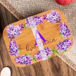 Παιδικό Δοχείο Φαγητού με το Όνομα του Παιδιού, Violet Flowers