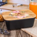 Παιδικό Δοχείο Φαγητού με το Όνομα του Παιδιού, Floral Mono