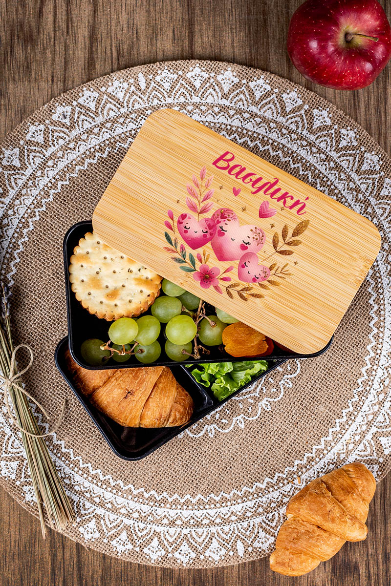 Δοχείου Φαγητού 2 Επιπέδων, με το Όνομα του Παιδιού, Hearts