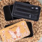 Δοχείου Φαγητού 2 Επιπέδων, με το Όνομα του Παιδιού, Flowers