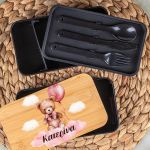 Δοχείου Φαγητού 2 Επιπέδων, με το Όνομα του Παιδιού, Clouds